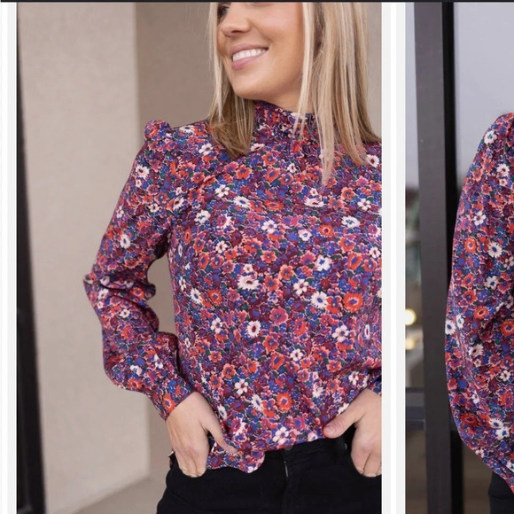 Veronica Beard Silk Chilton Blouse Pink Floral 4 - Picture 10 of 16